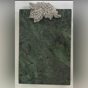 Green Marble Cheese Board with Silver Grape Accent